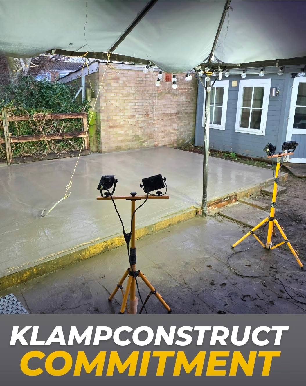 Freshly poured concrete slab