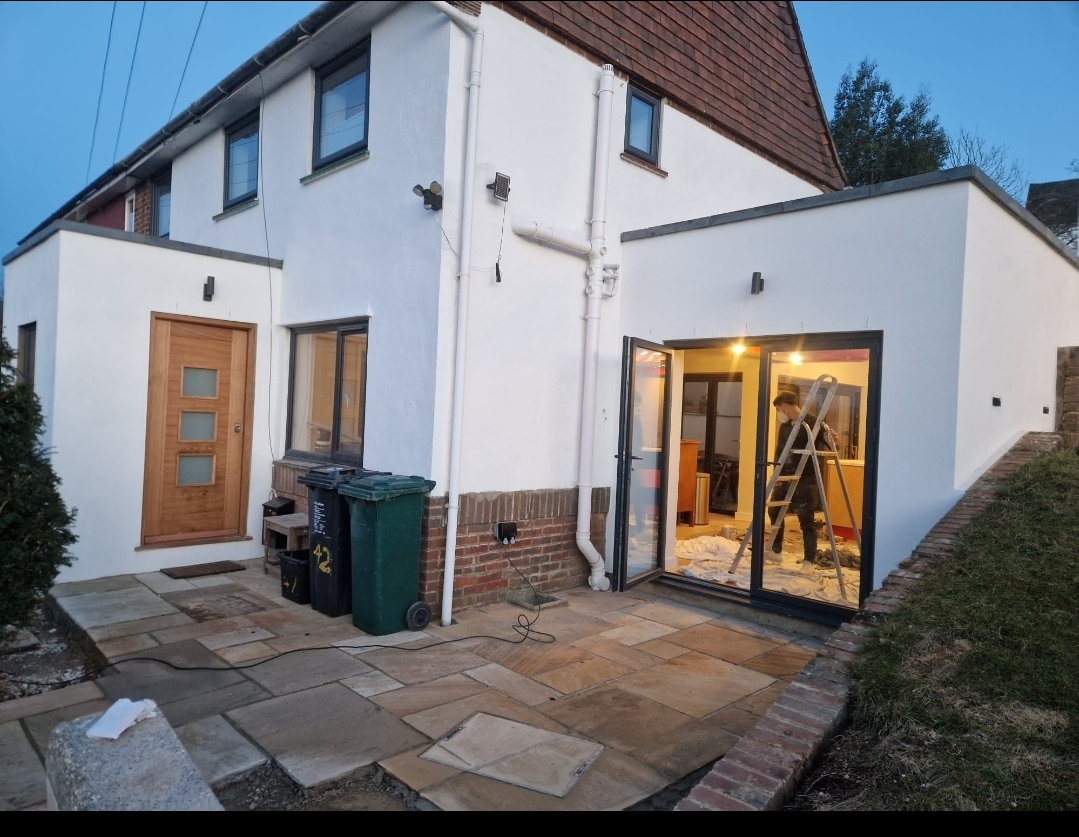 Rendered rear extension with patio