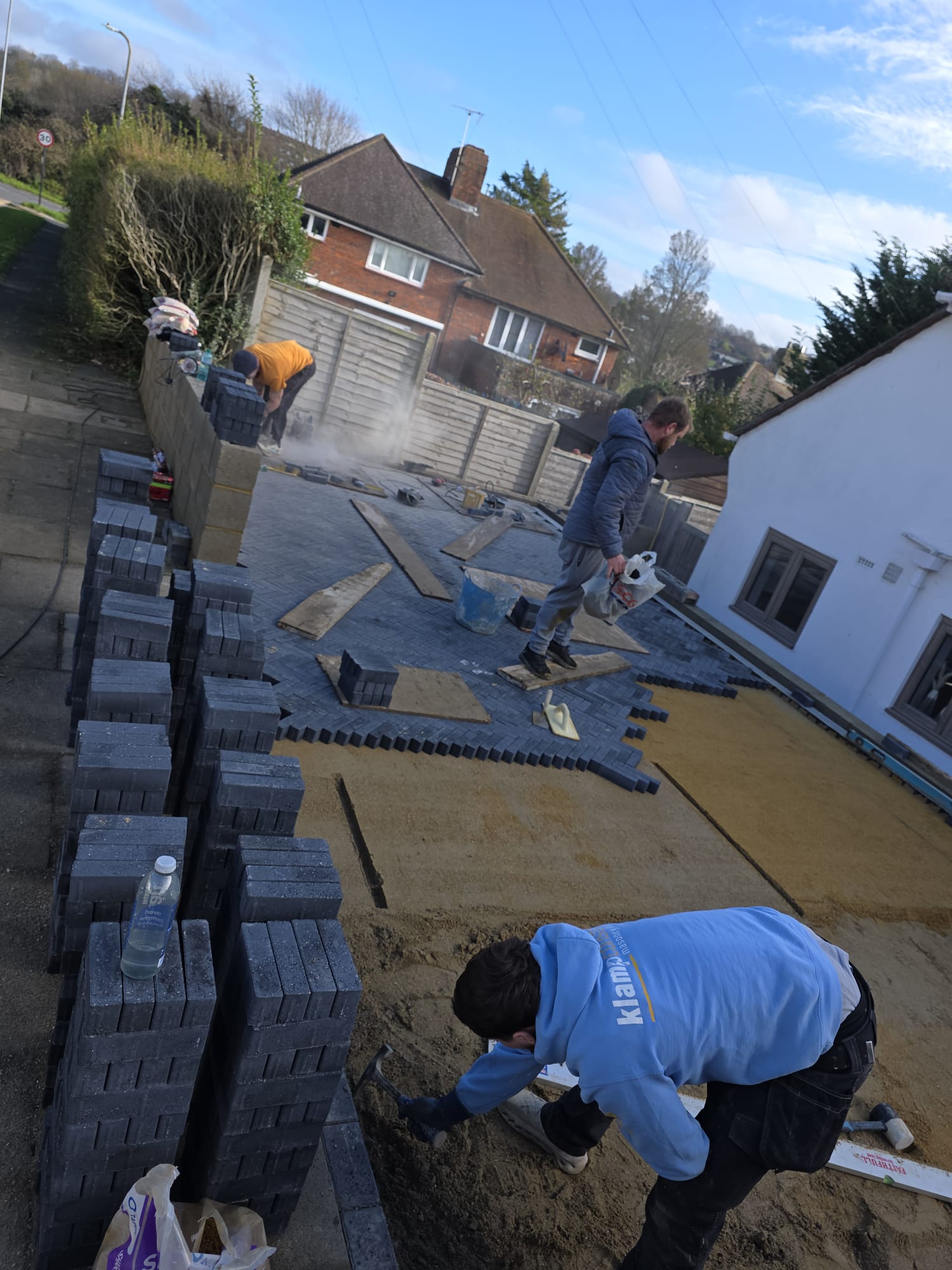 Installing a large block-paved driveway